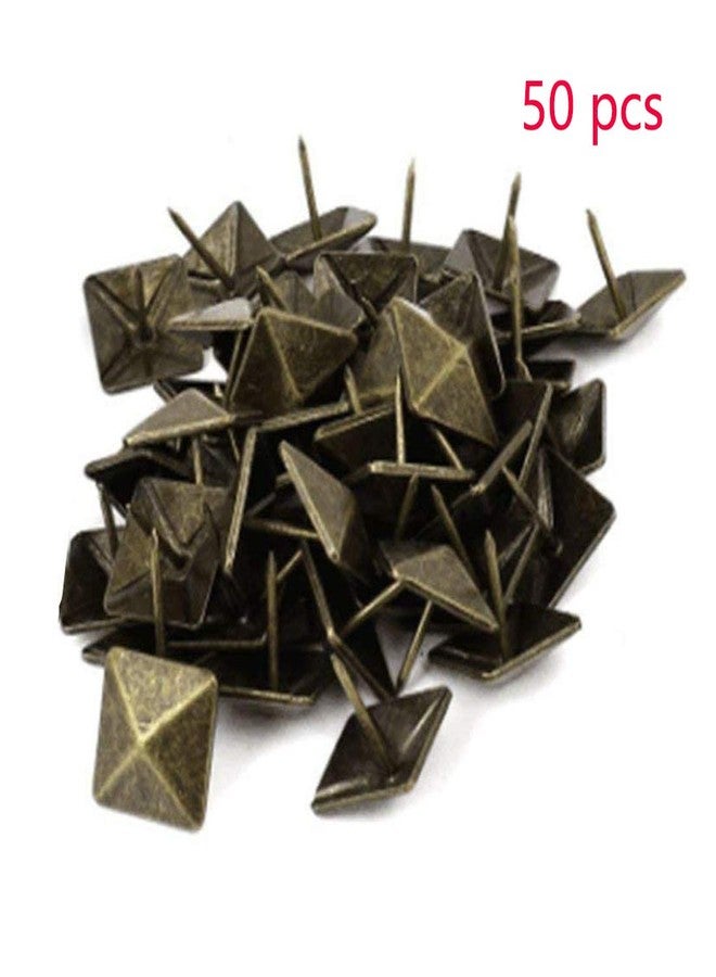 Sydien Square Cone Antique Brass Upholstery Nails Furniture Tacks Pushpins Hardware Decor 50 Pcs - Image 3